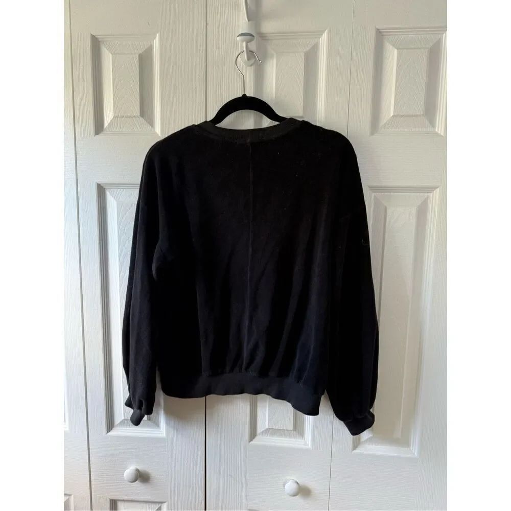 Young Fabulous and Broke Small Black Velour Sweatshirt - Picture 2 of 5